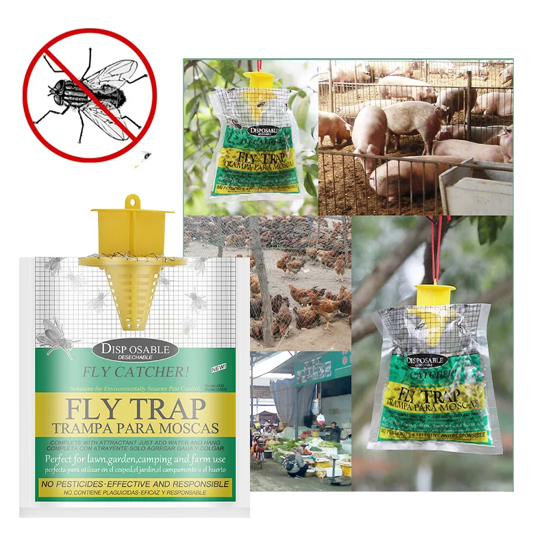 

6pcs Disposable Fly Trap Non Toxic Outdoor Insect Killer Catcher Bag Pest Control Mosquito Trap Wasp Insect Killer Attractant