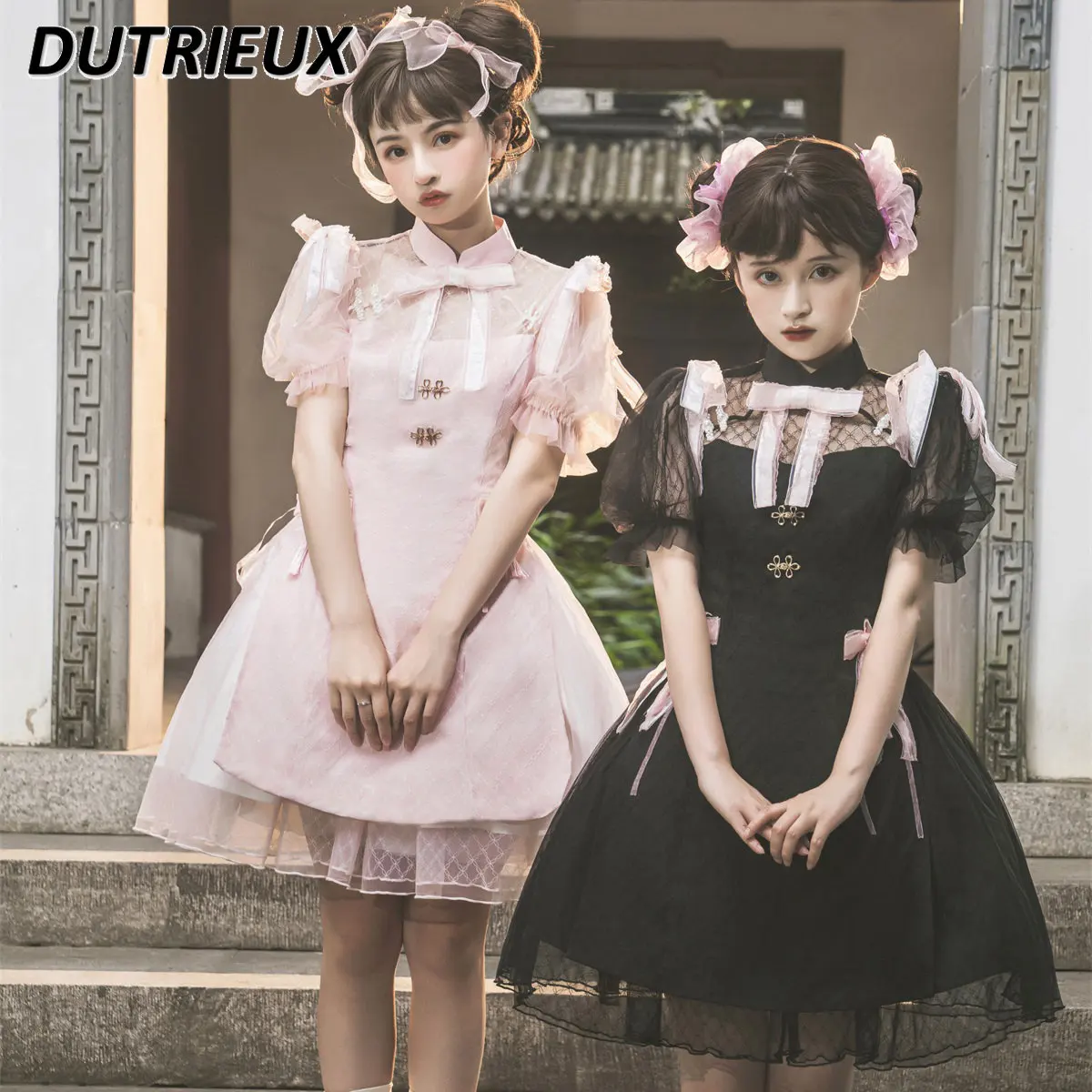 

Original Dream Lolita OP Dresses Improved Cheongsam Daily Girl Chinese Style Sweet and Spicy Short Sleeve Lolita Summer Dress