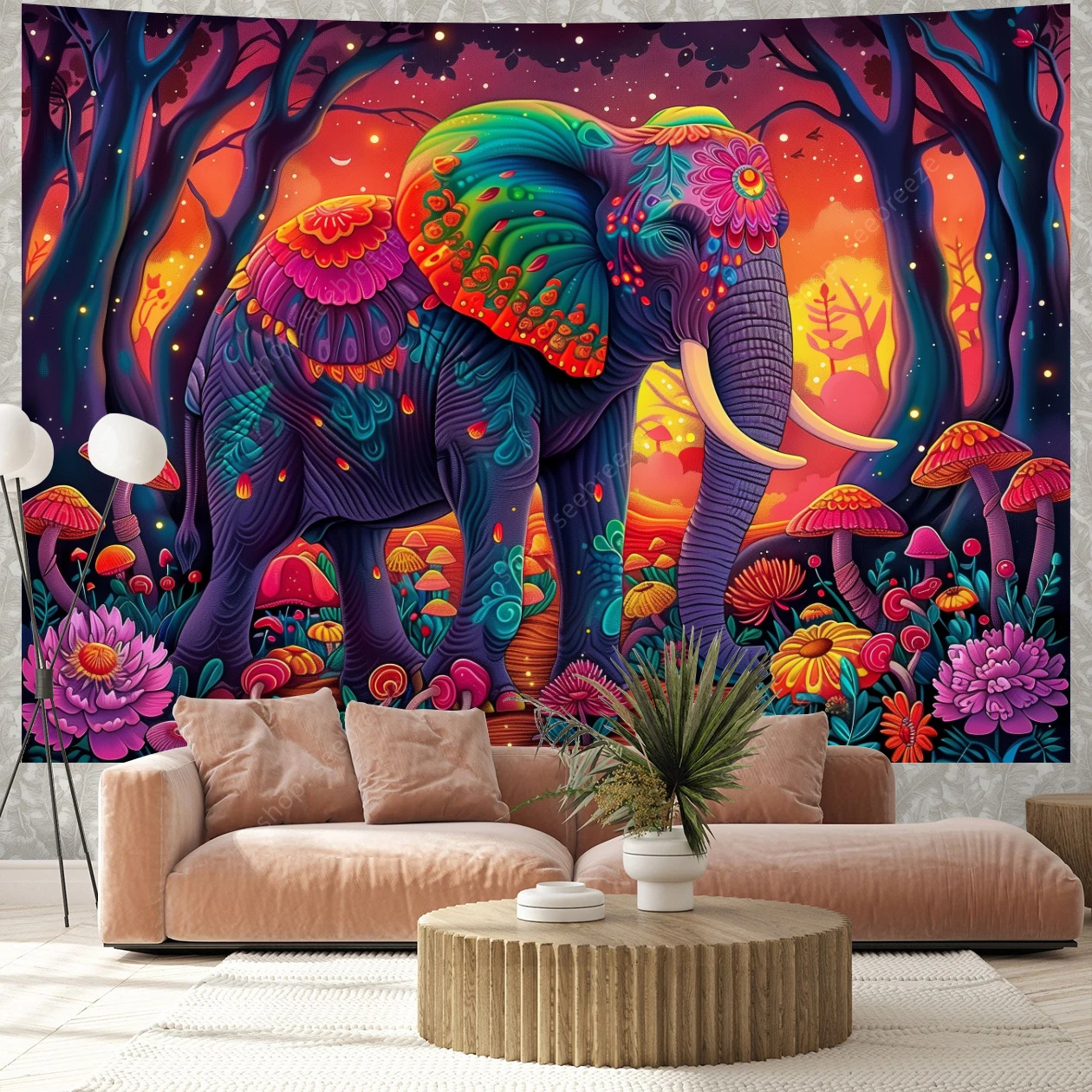 Декоративный настенный гобелен в виде слона