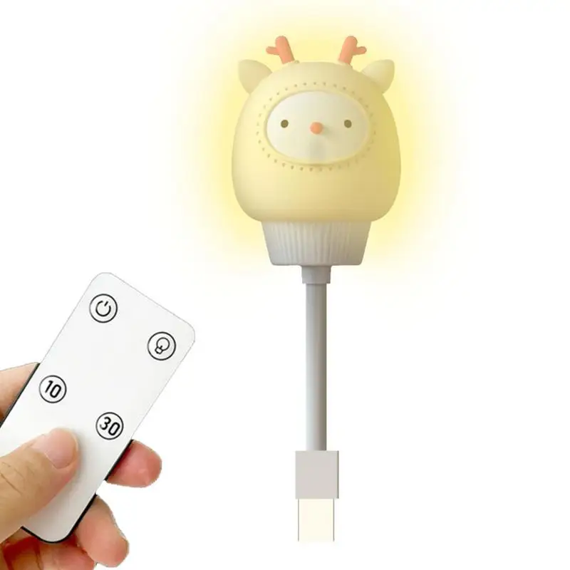 

Ночник для детей, детский ночсветильник в виде снеговика, животного, с дистанционным управлением, зарядка через USB, милый светодиодный насто...