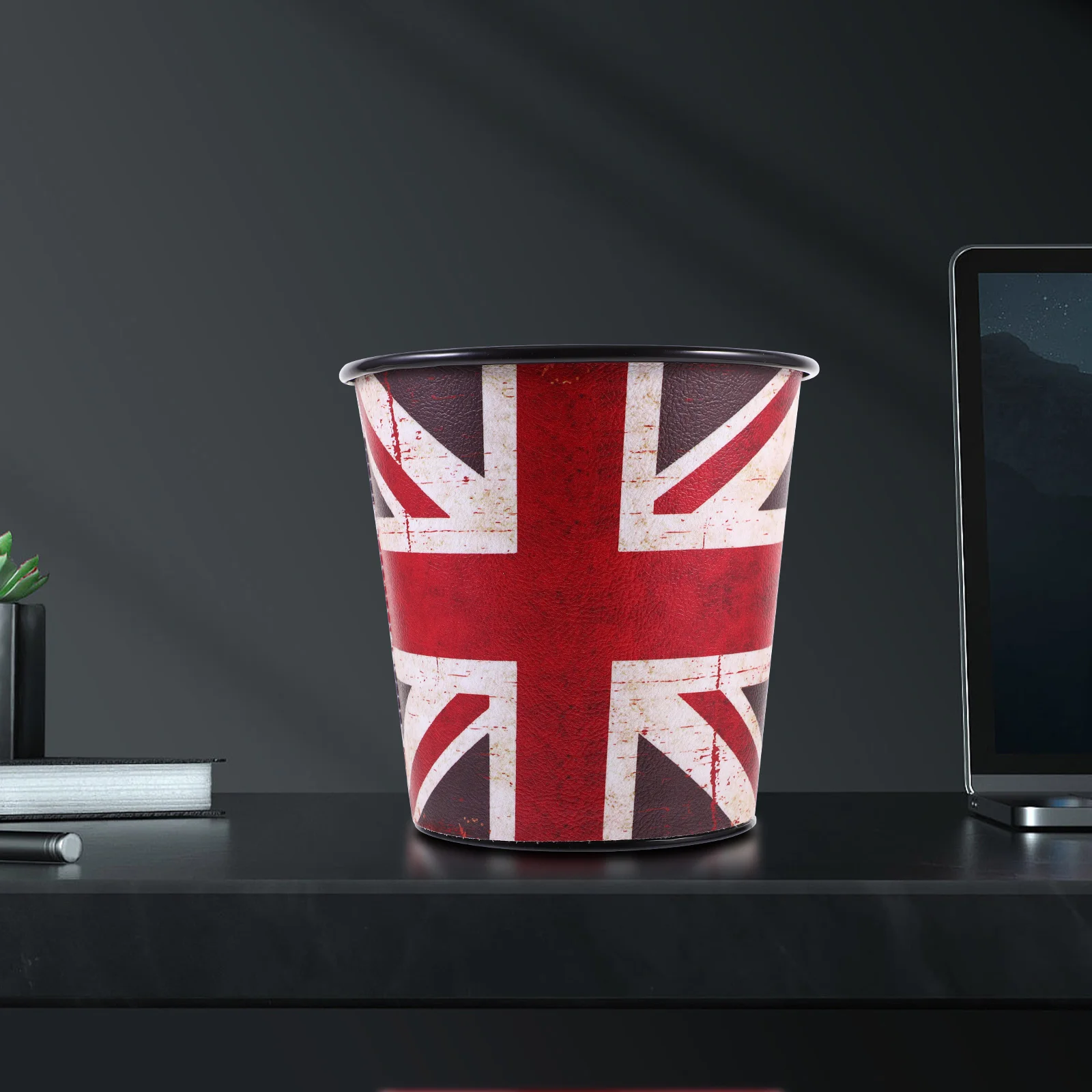 

Office Bin Waste Paper Container Wastebasket Household Trash Can Iron Bathroom Garbage Desk