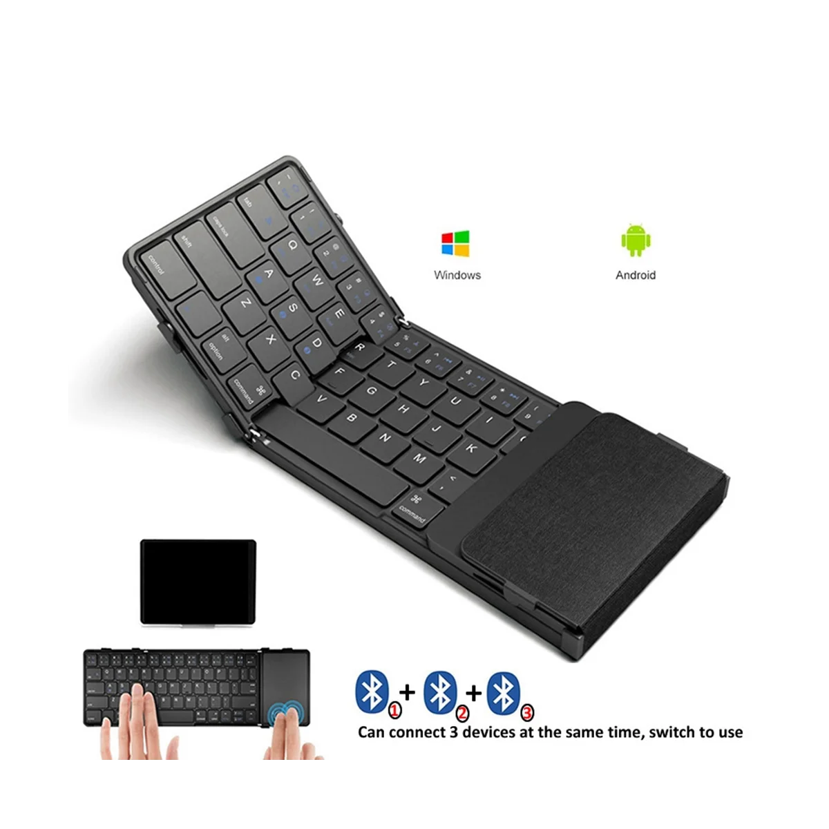 

Складная Bluetooth-клавиатура, складная беспроводная клавиатура с сенсорной панелью, перезаряжаемая клавиатура для Windows, IOS, Android