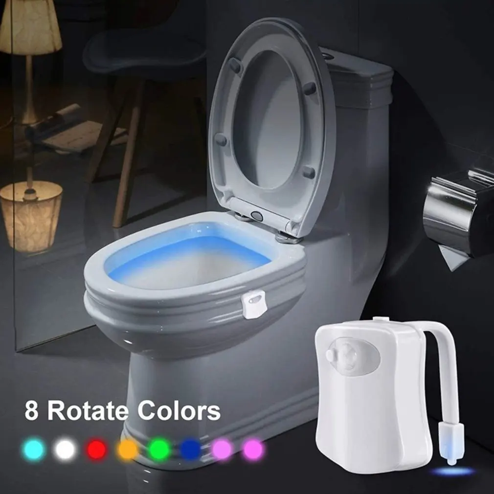 

Ночник для туалета с пассивным инфракрасным датчиком движения, s светодиодный ночной Светильник для ванной комнаты, 8 цветов, освещение для туалета, ванной комнаты