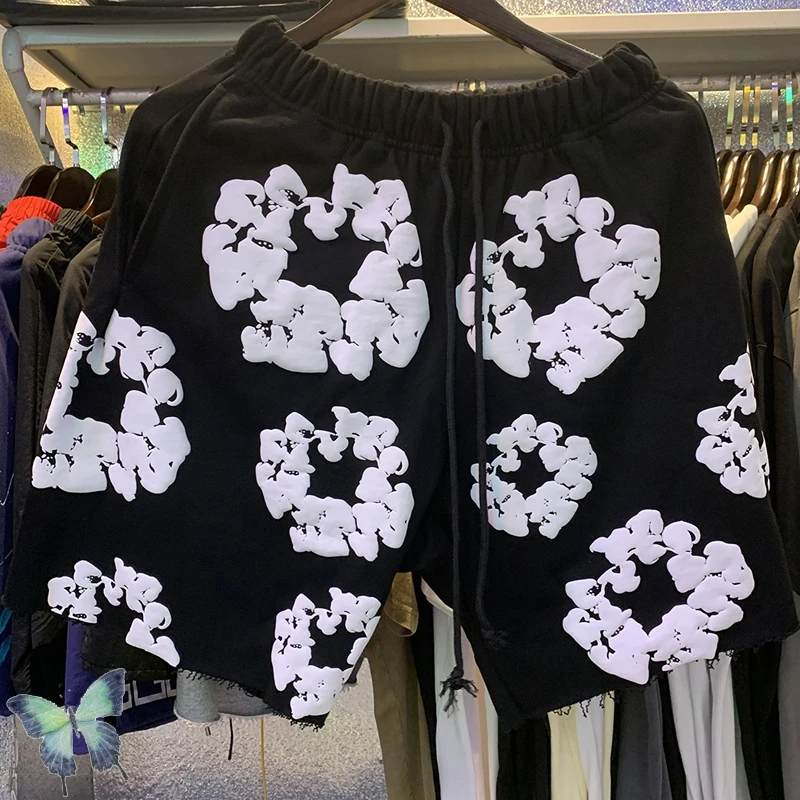 

Oversize Hip Hip Men Women Full Kapok Foam Print Cotton Terry Shorts