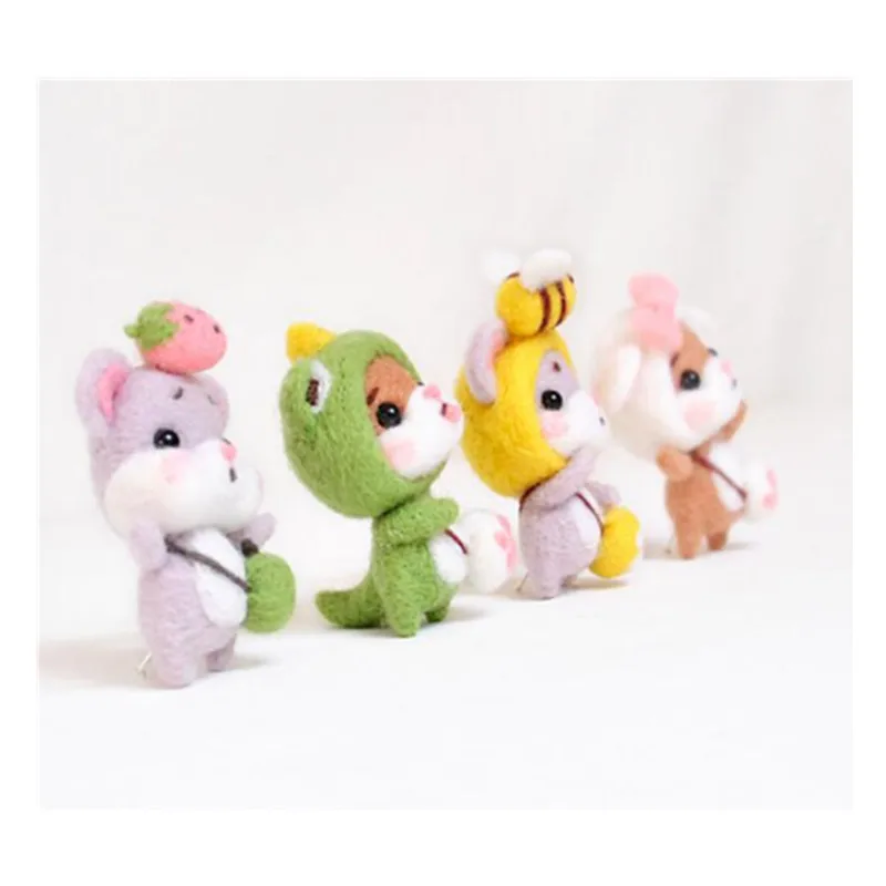 

Little mouse wool needlepoint kit wool felt needle felting decoration craft needlecraft DIY ha