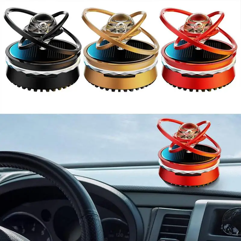 

Car Air Freshener Solar Rotating Car Air Perfume Diffuser Double Ring Car Interior Decoration Dashboard Fragrance Accessories