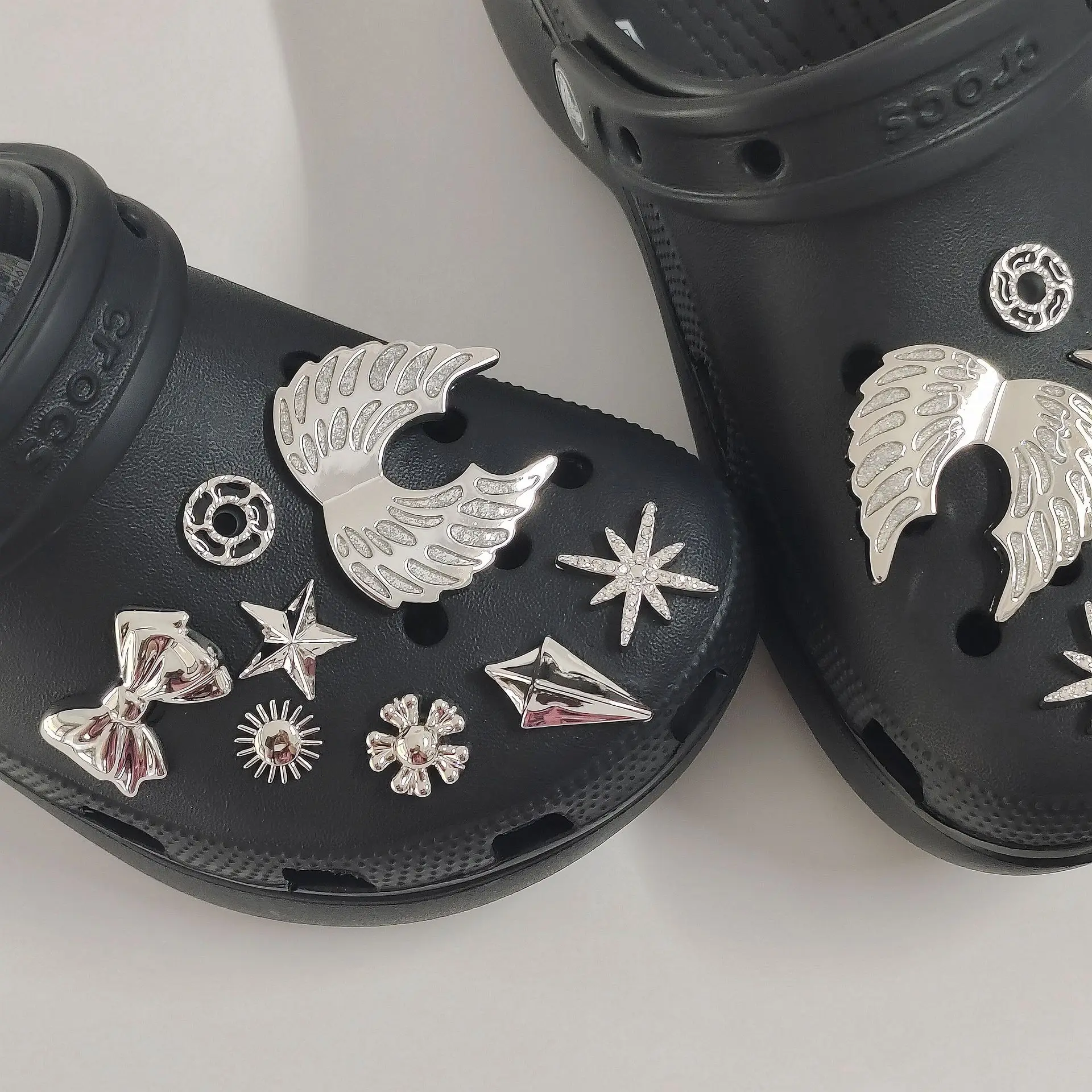 16 шт./лот подвески для обуви крылья звезда снежинка бант аксессуары сабо