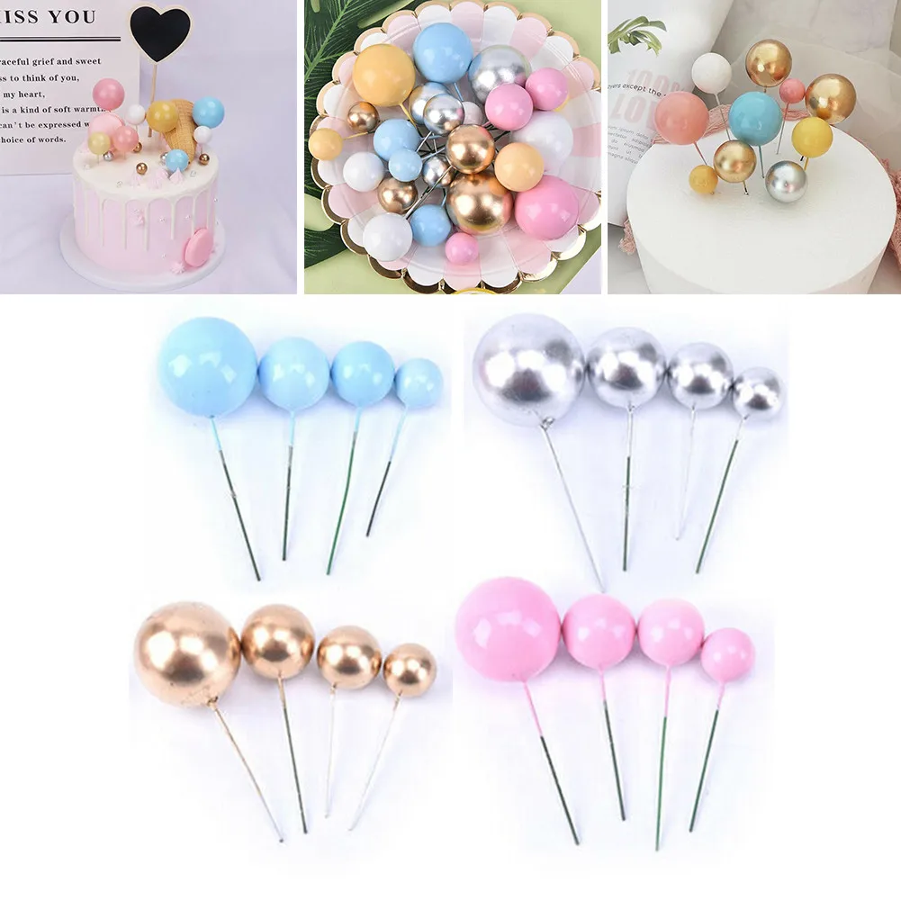 

20pcs 2-4cm Ball Cake Topper Cupcake Insert Card Flags For Baby Shower Birthday Party Cake Decoration Wedding Dessert Decor