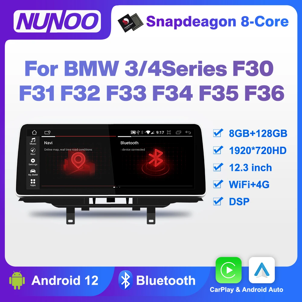 

Android 12 Wireless CarPlay For BMW 3 4 Series F30 F31 F32 F33 F34 F35 F36 AutoRadio Stereo Player Multimedia Video DSP WIFI 4G