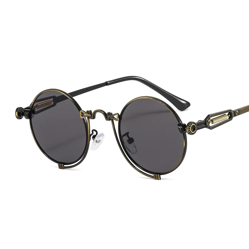 

Steam Punk Sunglasses Fashion Round Sun Glasses Metal Springs Women Sunglass Men UV400 Shades Clear Lens Frame Eyewear