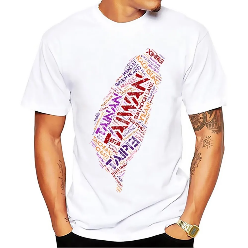 Мужская футболка с коротким рукавом новая белая Повседневная рубашка принтом