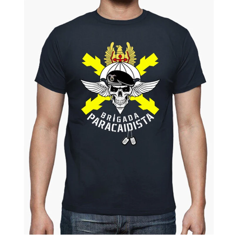 

Spanish Paratrooper Brigade Beret Skull Badge T-Shirt. Summer Cotton Short Sleeve O-Neck Mens T Shirt New S-3XL