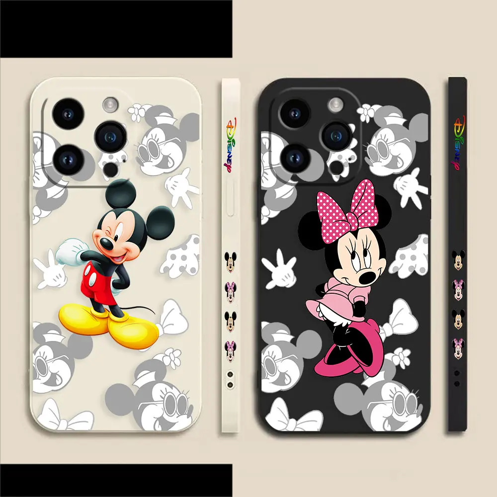 

Cute Mickey Minnie Mouse Phone Case For Apple iPhone 14 13 12 11 Pro XS Max Mini X XR SE 7 8 6 6S Plus Colour Liquid Case Funda