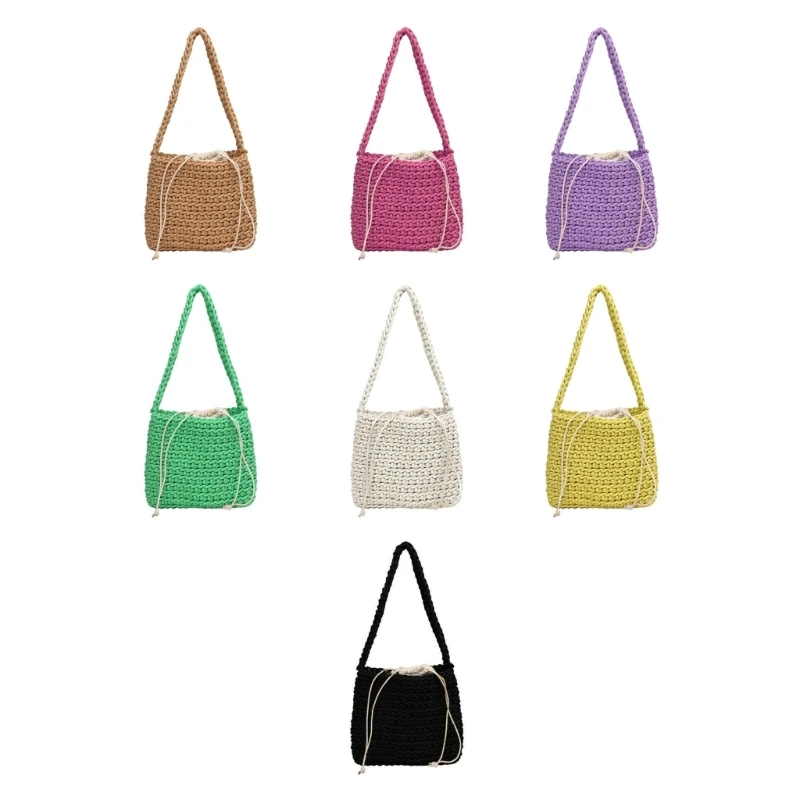 

Cotton Woven Shoulder Bag for Women Armpit Bag Shoulder Bags with Drawstring Bag