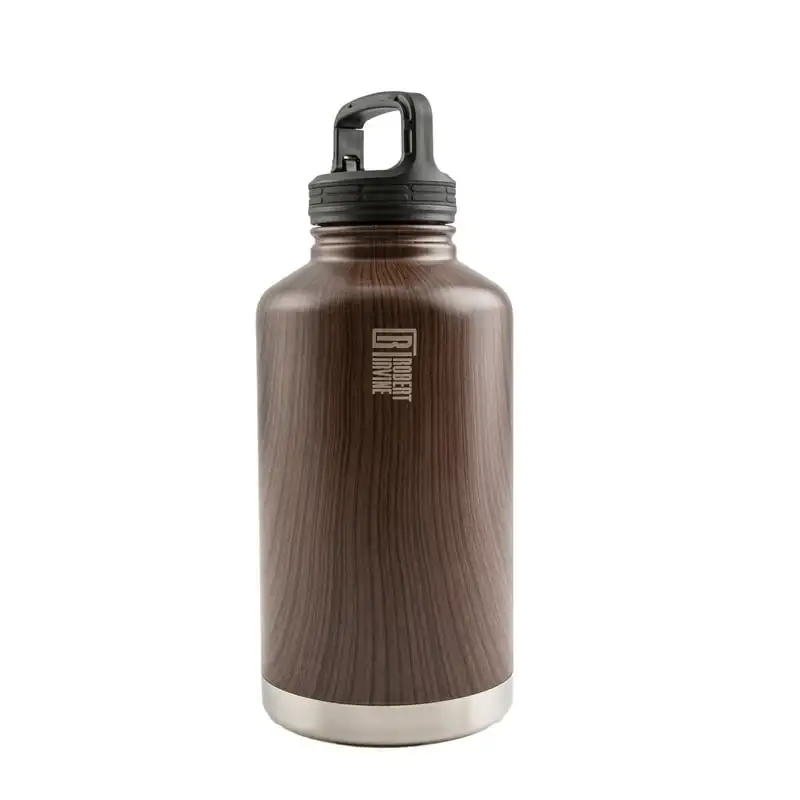 

Irvine Stainless Steel 64-Oz. Water Bottle with Wood Grain Decal Flask running Air up Botellas ml Water bottles for women бут