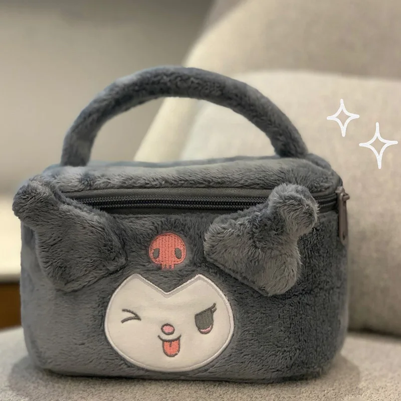 

Sanrio милые сумки для макияжа Kuromi My Melody плюшевые сумки для девочек с сердечками из мультфильма Cinnamoroll сумка для хранения детские подарки игрушка для детей