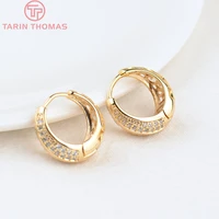 24674pcs 17mm thickness 7mm 24k gold color brass with zircon round earring hoop high quality diy jewelry making findings