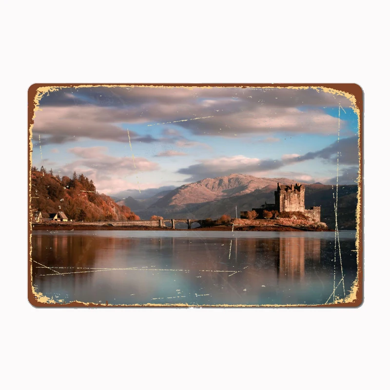 

Eilean Donan Castle Metal Sign Mural Painting Cinema Living Room Cinema Funny Tin Poster Retro Man Cave Home Tavern