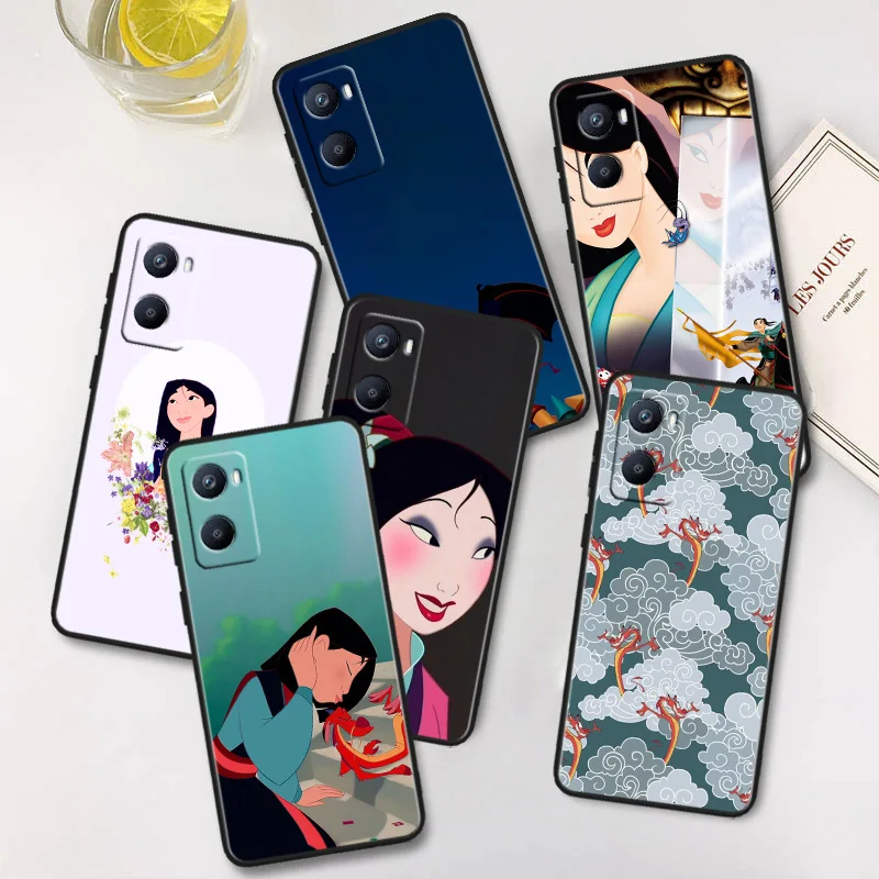 

Anime Cartoon Mulan Phone Case For OPPO A96 AA94 A93 A77S A76 A74 A73 A72 A57S A757E AX7 A1K 2022 2020 Black Cover