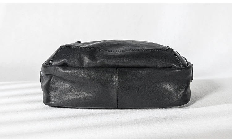 Casual designer genuine leather stitching men's black crossbody bag outdoor fashion high quality real cowhide teens shoulder bag