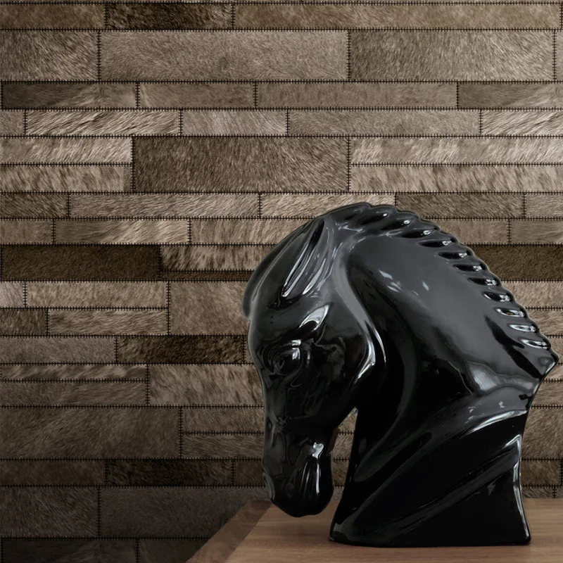 

Ju Yi 3D Faux Leather Pattern Soft Wallpaper Living Room Background Hotel KTV Modern Simulation Leather Fur Leather Wallpaper