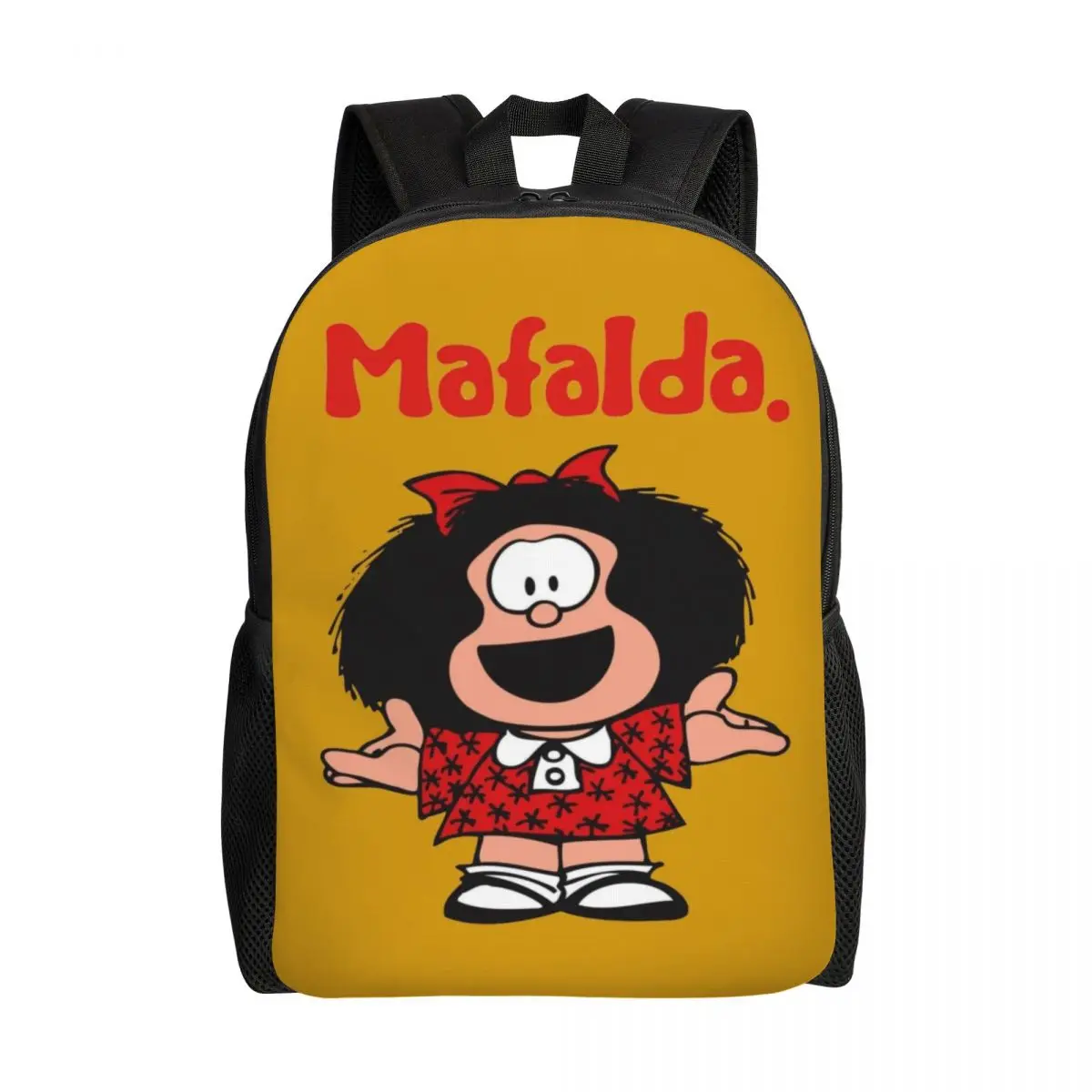 

Happy Mafalda Travel Backpack Men Women School Computer Bookbag Argentina Manga Quino Comic College Student Daypack Bags