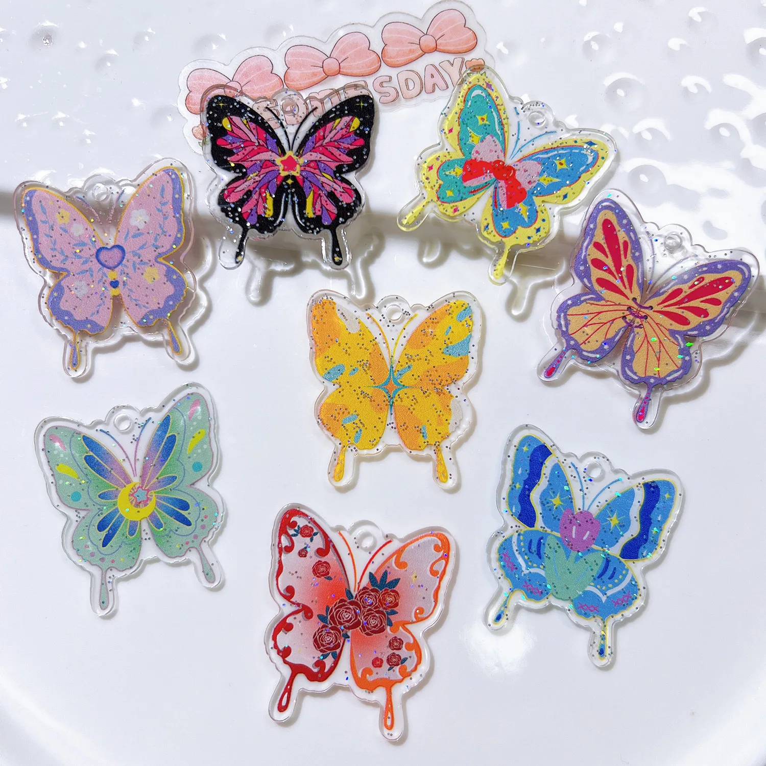 

100 Cute Resin Simulation Acrylic Butterfly Flat Back Cabochon Scrapbook Kawaii DIY Embellishments Earring Pendant Accessories