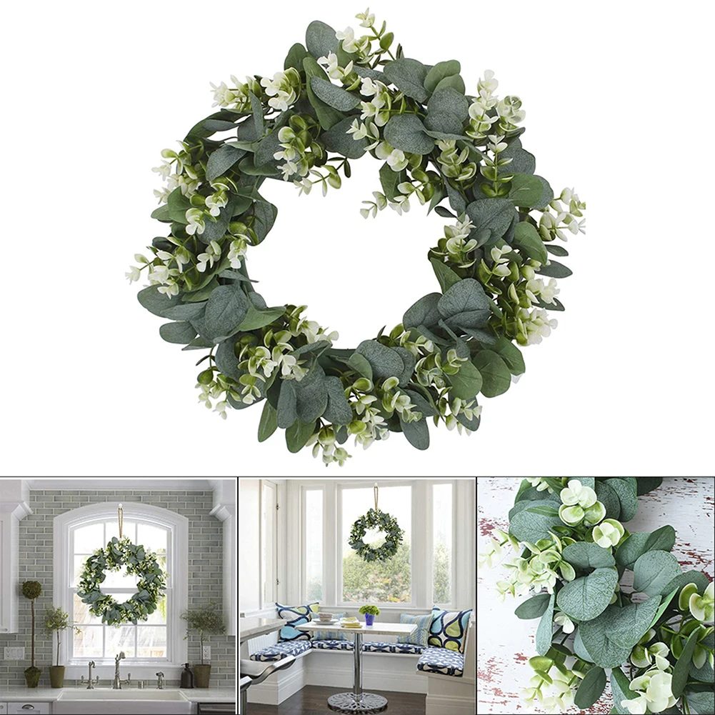 

Green Eucalyptus Wreath Artificial Eucalyptus Leaves Wreath Spring Summer Greenery Wreath For Front Door Garden Outside Decor