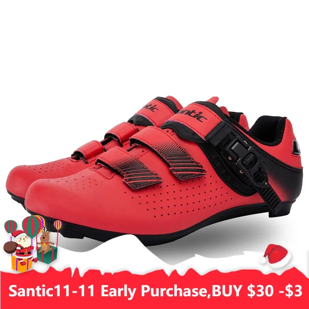 

Santic Men Cycling Lock Shoes Breathable Road Bicycle Lock Shoes Nylon Sole Sturdy Bike Shoes