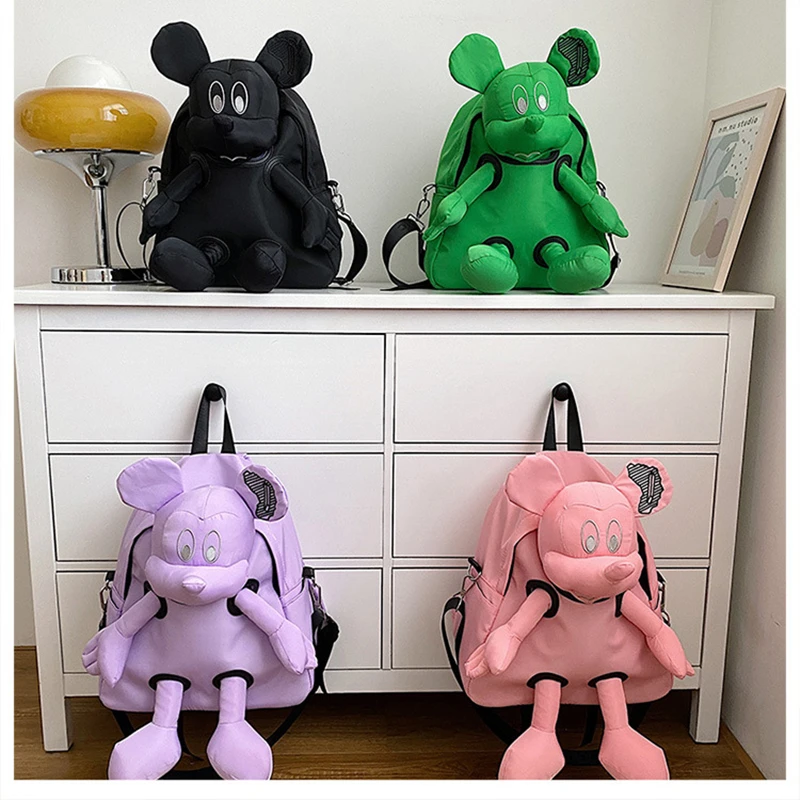 

Простой модный рюкзак Disney с Микки Маусом, вместительная сумка-мессенджер через плечо, милый студенческий трендовый ранец кукла для отдыха