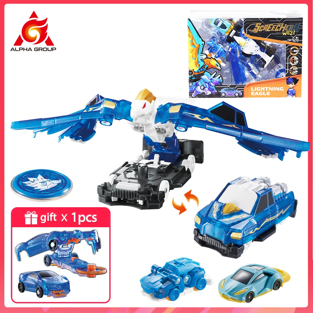 

Screechers Wild! 4-Series 3-Lightning Eagle Jump Flip 360° Car Transforming Besat Shoot Disc Deformation Action Figure Kid Toy