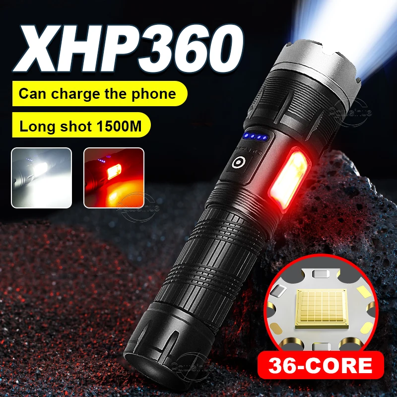 

250000 Lumens LED High Power LED Flashlights XHP360 LED Lantern 5200mAh USB Rechargeable Torch Waterproof Powerful Flashlight