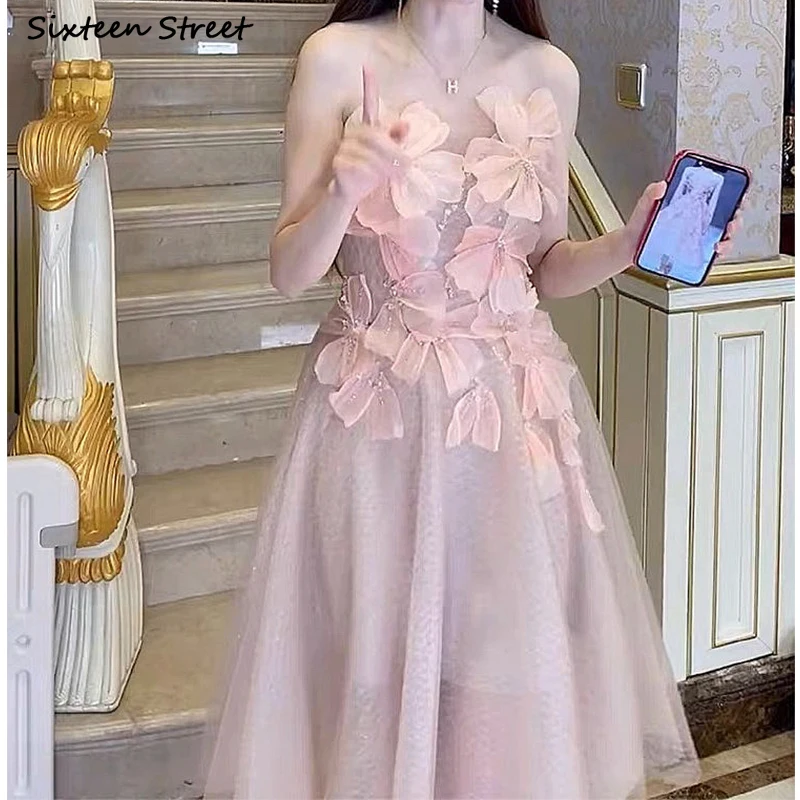 

Pink Flower Dress Women Sleeveless 2023 Summer High Waist Mesh Lace Vintage Dress Women Clothing Beading Elegant Bodycon
