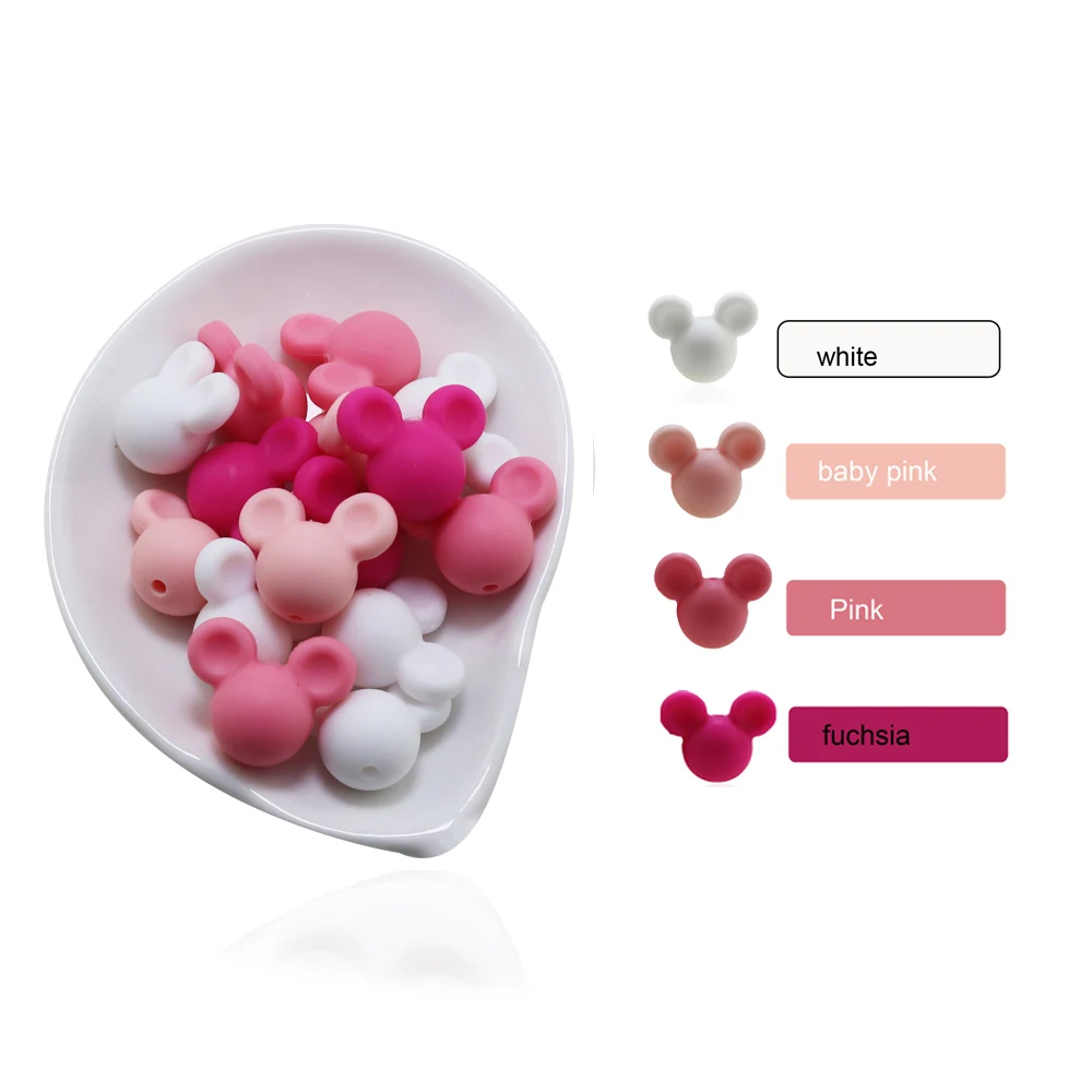 

50pcs Silicone Mickey Beads BPA Free Chew Baby Teether Food Grade Silicone Teething Beads Bulk silicone mickey loose beads 50pcs