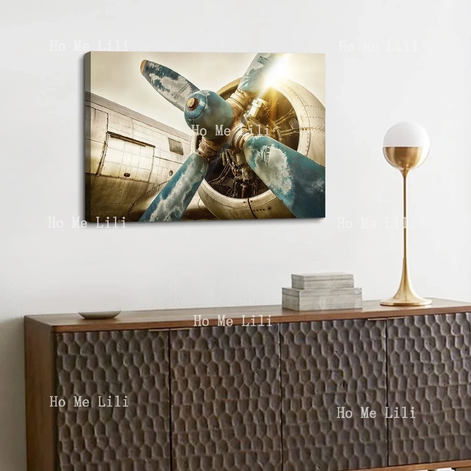 Винтажный самолет настенное искусство авиационный пропеллер печать на холсте