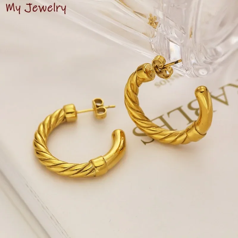 Глянцевые модные серьги из нержавеющей стали Twist CC ювелирные изделия роскошные