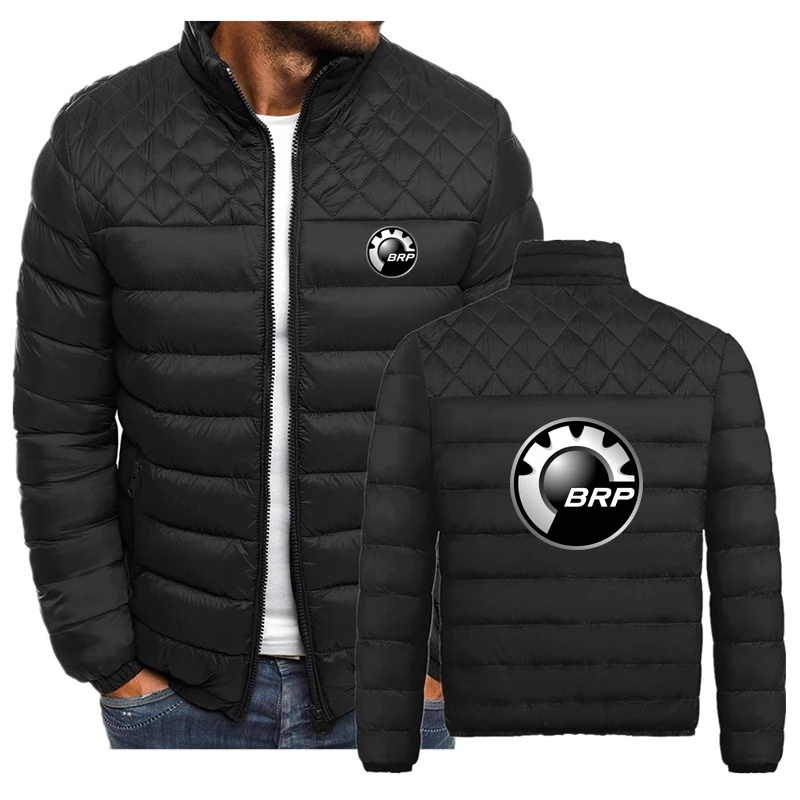 

Casual Quilted Jacket Vintage Men Autumn Winter Warm Padded Jacket College Zip Wind Coat Streetwear Print Hip Hop Tops Fashion