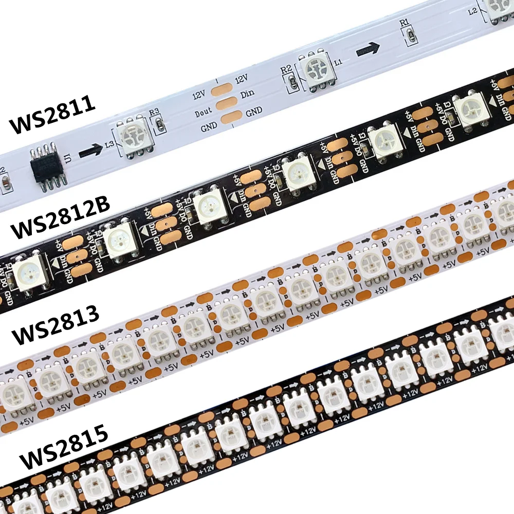 

WS2811 WS2813 WS2815 WS2812B Pixel Smart RGB LED Strip WS2812 Individually Addressable 30/60/144 Leds/m Tape Light DC5V DC12V