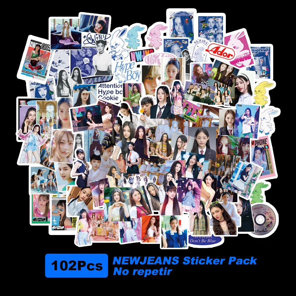 

102pcs Kpop New Jeans Stickers New Album Hype Boy Cute Girls Photocards Sticker Pack Photo Stickers for Stationery Fans Gift