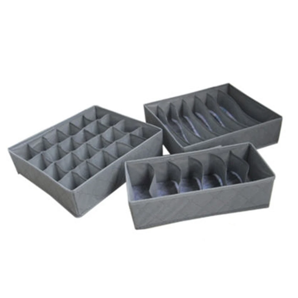 

3pcs Simple Bra Modern Non-woven Cloth Home Socks Foldable Organizer Accessory Zipper Storage Box