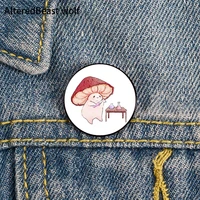 science mushroom printed pin custom funny brooches shirt lapel bag cute badge cartoon cute jewelry gift for lover girl friends