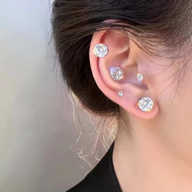 

LATS Korean New Luxury Simple Exquisite Zircon Earrings Set for Women Shiny Opal Stud Earring 2022 Elegant Fashion Jewelry