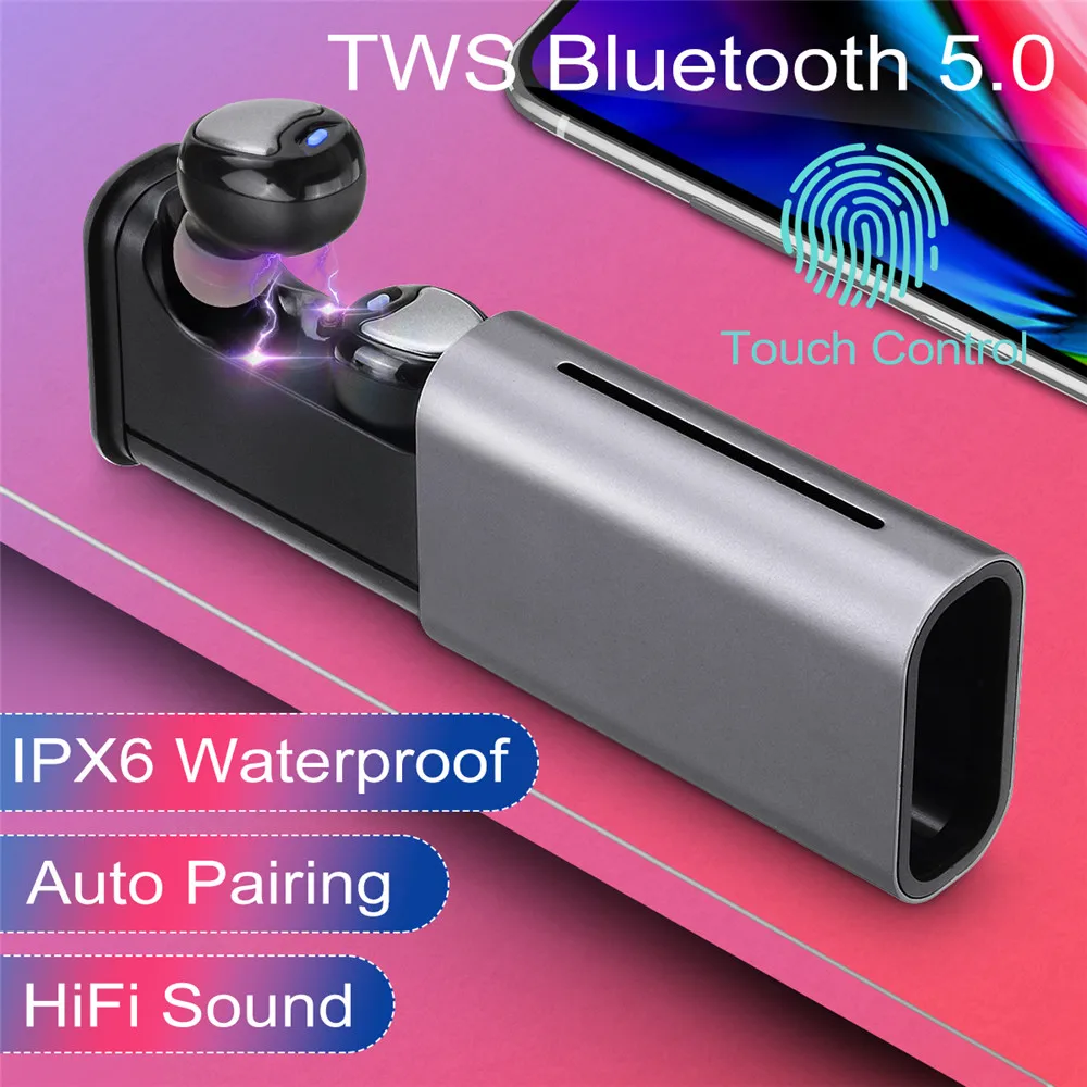 

TWS V5.0 наушники True TWS беспроводные bluetooth наушники гарнитура IPX6 водонепроницаемые спортивные стерео наушники-вкладыши умные наушники для теле...