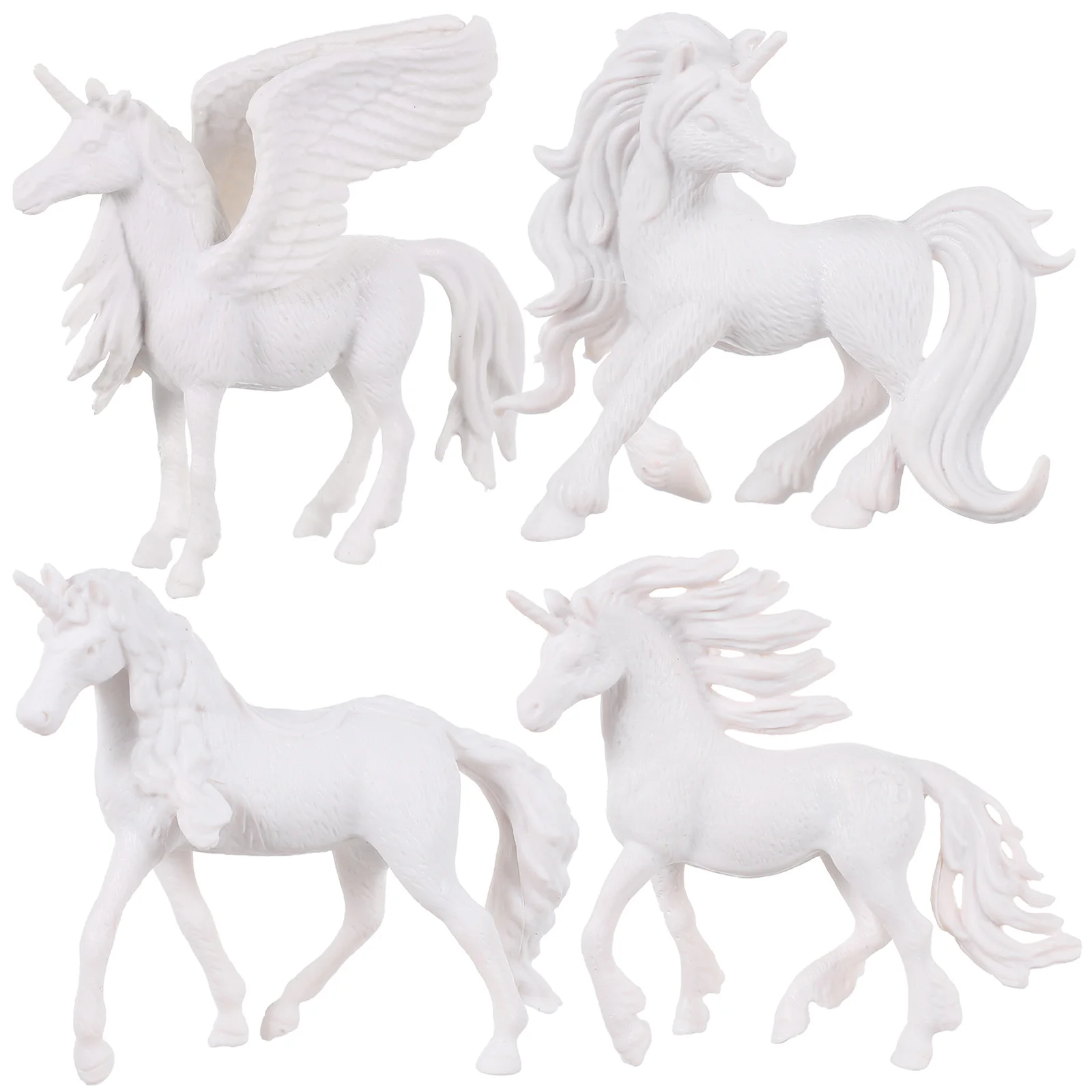 

4pcs White DIY Painting Unicorn Toys Paintable Unicorn Figurines Children Craft Toys