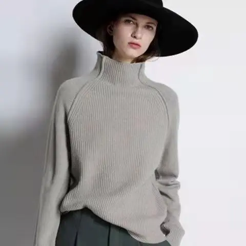 

Thicken Vintage Turtleneck Women Pullover 2022 Autumn Winter Cashmere Cotton Blend Jumper Pull Femme Hiver Knitted Sweater