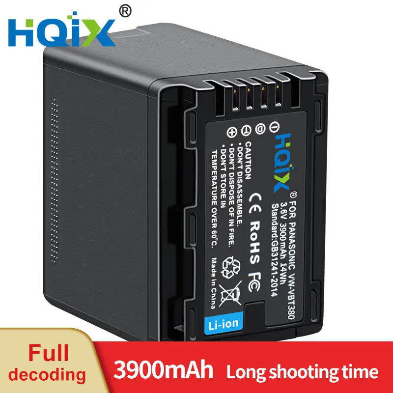 

HQIX for Panasoinc HC-W570 W580 W585 W850 V110 V130 V160 WX970 WXF1 WXF955 WXF990 V180 V210 Camera VW-VBT380 Charger Battery