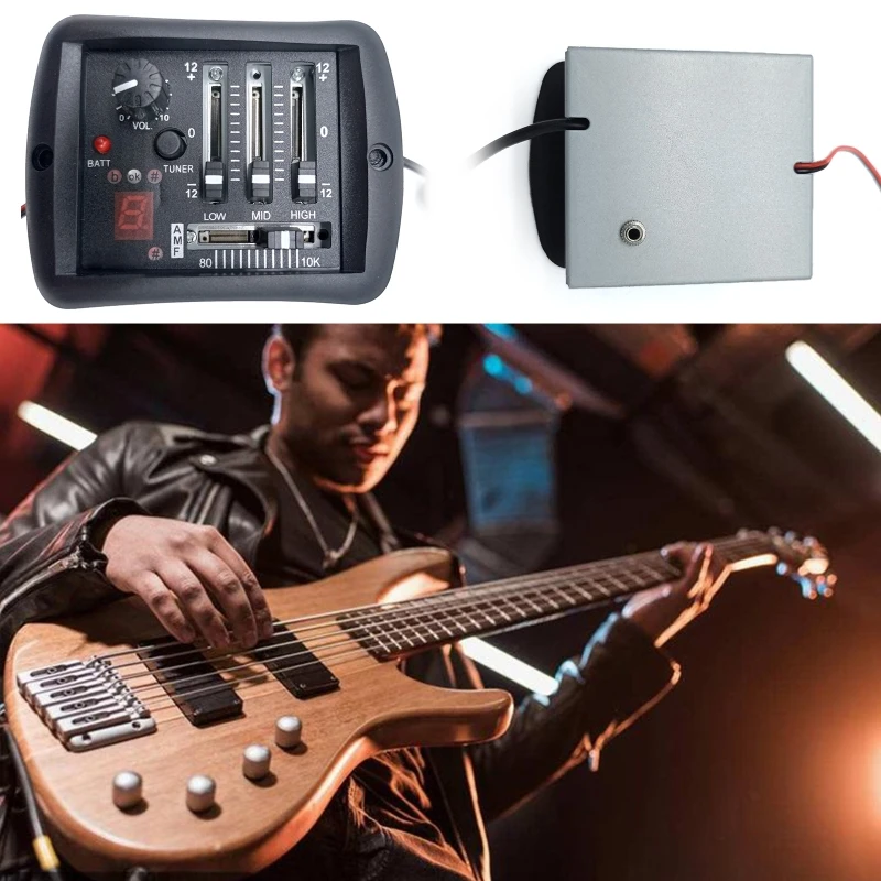 

25UC 3 Band Preamp Equalizer Piezo Digital Tuner Pickup for Electric Guitar