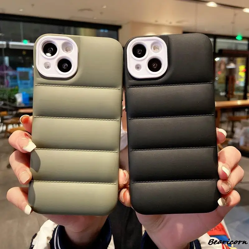

Fashion Brand Down Jacket Soft Silicon Cover For iPhone 13 11 12 Mini Pro Max XR X S XS 7 8 Plus The Puffer Case Shockproof Capa