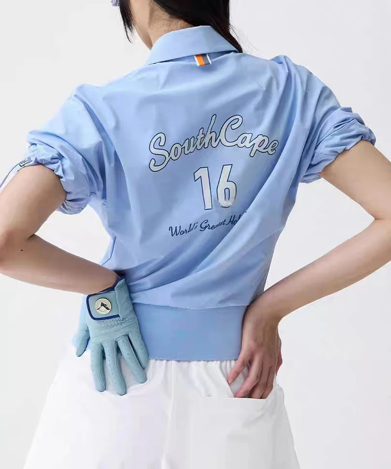 2023 SOUTHCAPE GOLF Women Short-sleeved T-shirt 2023 Summer New Half Zipper Lapel Cuff Adjustable Top Golf Jersey
