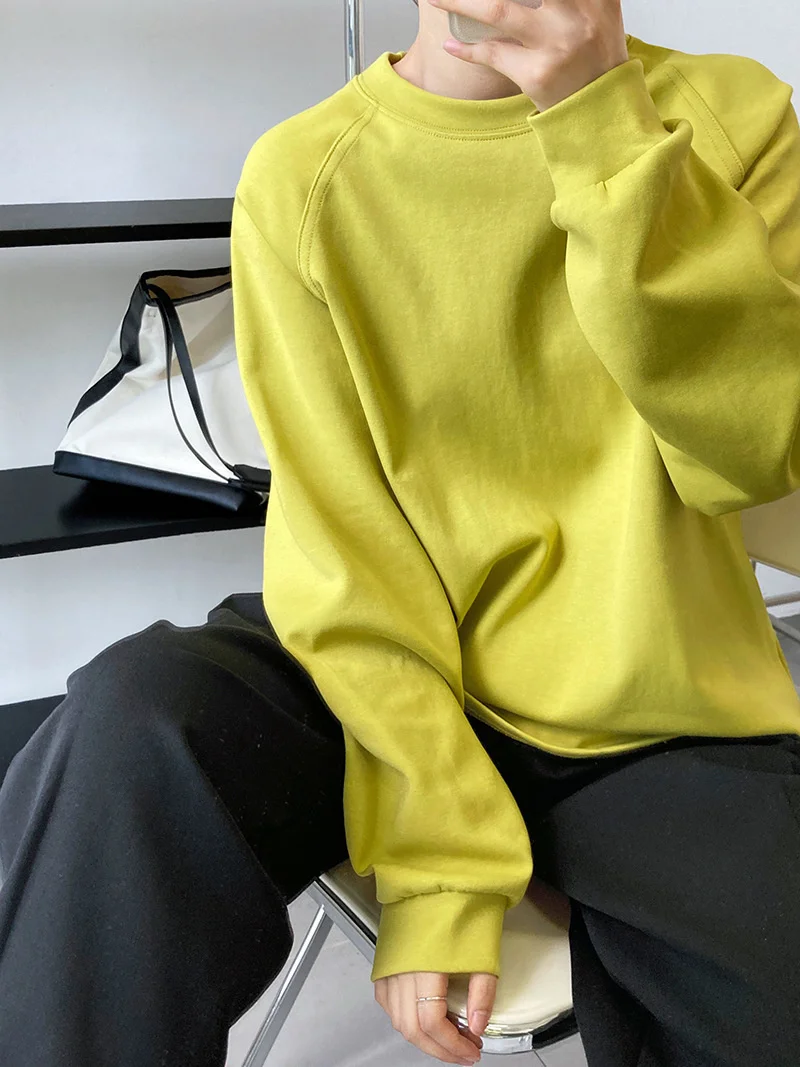 

Women's Solid Color Round Neck Folded Long Sleeve T-shirt Autumn Oversized Loose Bottomed Tops